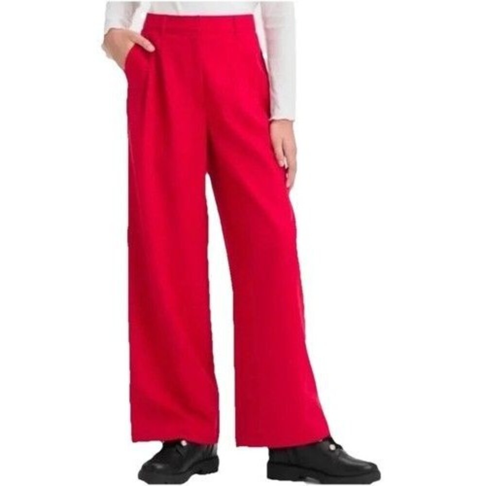 Art Class Red Wide Leg Trousers NWT Girls Size L 10/12 Pleated Front Red Pants